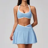 Clear Sky Blue Women's Fitness Tennis Athletic Skort High Waist Breathable