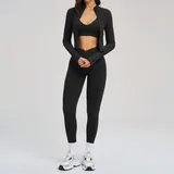 Jet Black Running Fitness Yoga Activewear Set 3 Piece Women's