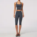 Pencil Grey Peach Butt Running Women's Yoga Set Bare Feel