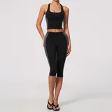 AS2567-2 · Jet Black Jet Black Peach Butt Running Women's Yoga Set Bare Feel