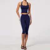 AS2567-3 · Dark Navy Dark Navy Peach Butt Running Women's Yoga Set Bare Feel