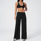 Jet Black Women's Slimming Running Yoga Set Bare Feel Fitted