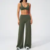 Moss Green Women's Slimming Running Yoga Set Bare Feel Fitted