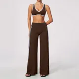 Coffee Blue Clash Women's Slimming Running Yoga Set Bare Feel Fitted