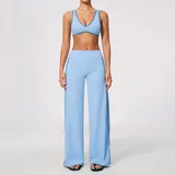 Light Blue Women's Slimming Running Yoga Set Bare Feel Fitted