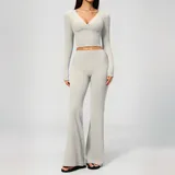 Pearl Grey Women's Yoga Fitness Yoga Activewear Set High Waist