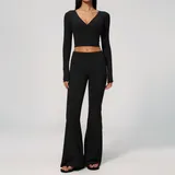 AS4208-2 · Jet Black Jet Black Women's Yoga Fitness Yoga Activewear Set High Waist