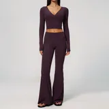 Ink Purple Women's Yoga Fitness Yoga Activewear Set High Waist
