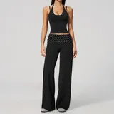 Black White Dot Women's Brushed Layered Yoga Activewear Set Butt Lifting