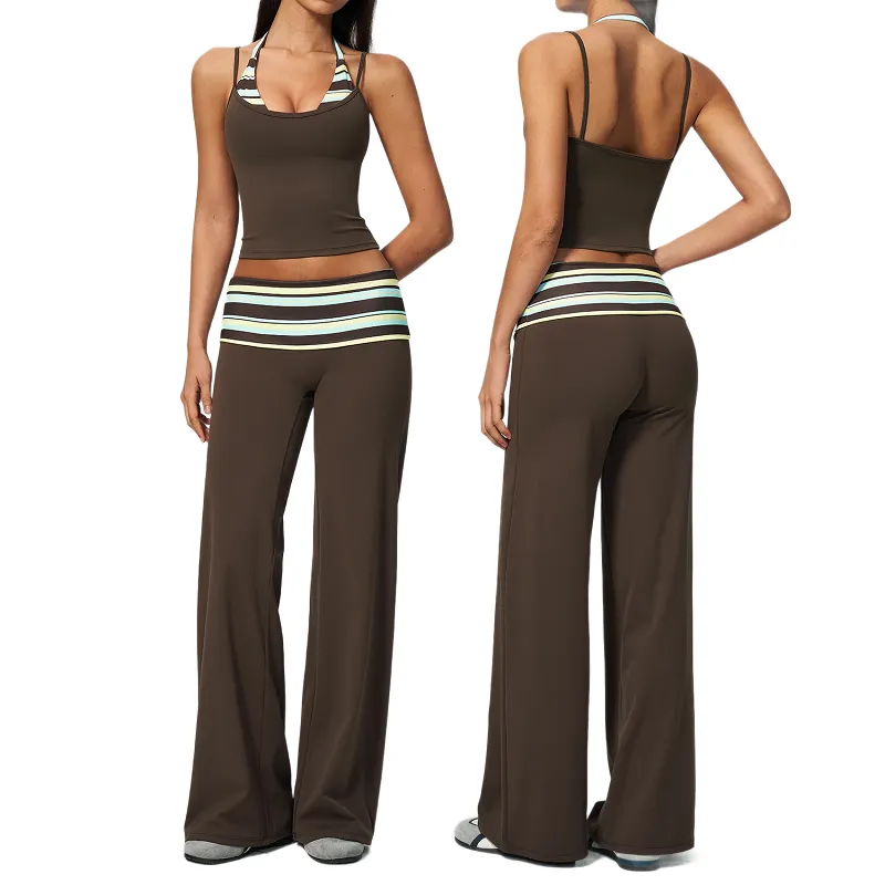 Women's Brushed Layered Yoga Activewear Set Butt Lifting