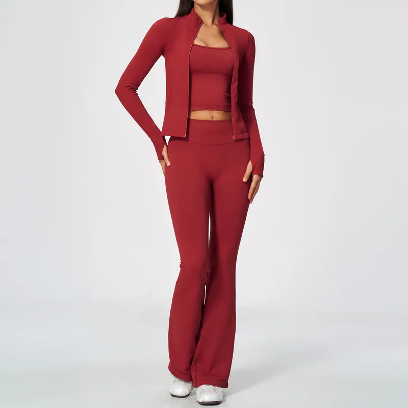 Women's Seamless Running Active Yoga Set 3 Piece