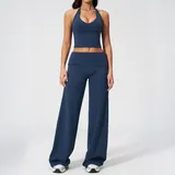 AS5529-5 · Badge Blue Badge Blue Women's Fitted Yoga Activewear Set Halter Neck Backless