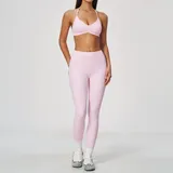 Falling Blossom Pink Women's Brushed Premium Yoga Set Halter Neck Breathable