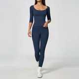 Badge Blue Women's Brushed Yoga Activewear Set Halter Neck Fitted