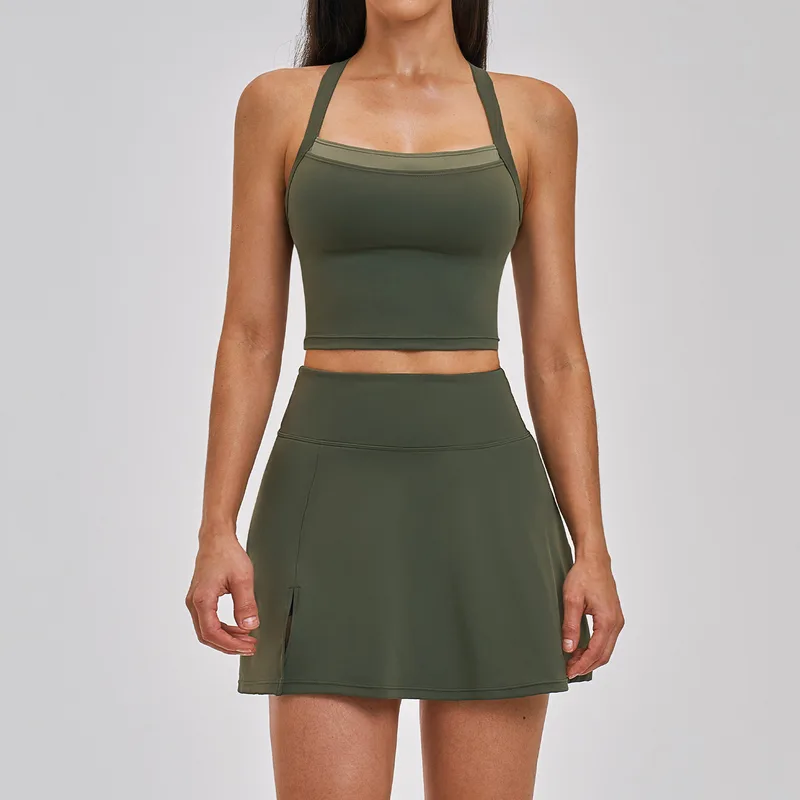 Women's Tennis Running Yoga Set Cross Back Backless