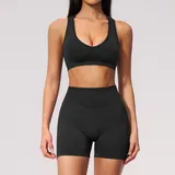 AS7655-2 · Jet Black Jet Black Women's Backless Fitness Training Yoga Activewear Set