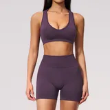 AS7655-4 · Plum Purple Plum Purple Women's Backless Fitness Training Yoga Activewear Set