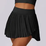 Jet Black Women's Layered Fitness Tennis Athletic Skort Quick Dry