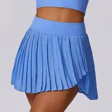 Sky Blue Women's Layered Fitness Tennis Athletic Skort Quick Dry