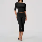 AS8793-2 · Jet Black Jet Black High Stretch Running Women's Yoga Set 2 Piece