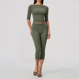 Forest Green High Stretch Running Women's Yoga Set 2 Piece