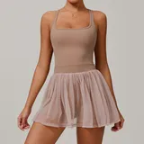 Coral Brown Quick Dry Running Women's Tennis Skort Layered Breathable