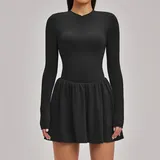 Jet Black Women's Pocket Layered Tennis Athletic Skort Bare Feel