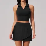 AS9586-2 · Jet Black Jet Black Tennis Pilates Women's Yoga Set Anti-Chafing Pocket