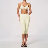 AS9615-1 · Cream Almond Cream Almond High Waist Women's Yoga Set Capri Length Backless