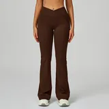 Coffee Outdoor Women's Flared Yoga Workout Pants Bare Feel