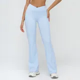 Water Blue Outdoor Women's Flared Yoga Workout Pants Bare Feel