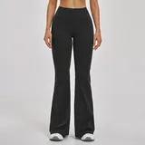 Jet Black Running Women's Flared Yoga Workout Pants Brushed Slimming