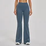 Cyan Sparrow Blue Running Women's Flared Yoga Workout Pants Brushed Slimming