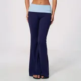 Dark Navy Women's Fitness Training Wide Leg Yoga Pants Flared