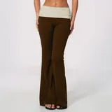 Espresso Black Women's Fitness Training Wide Leg Yoga Pants Flared