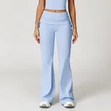 Sky Gray Blue Running Women's Flared Yoga Pants Bare Feel Slimming