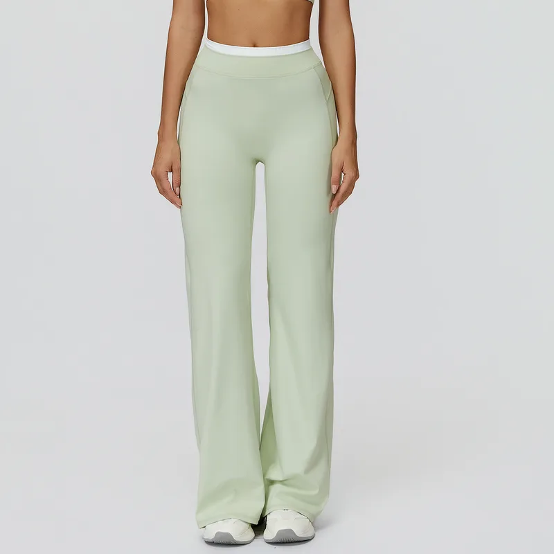 Women's Layered Wide Leg Yoga Pants Flared Relaxed