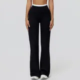 BP3129-2 · Jet Black Jet Black Women's Layered Wide Leg Yoga Pants Flared Relaxed