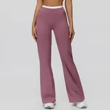 Violet Purple Women's Layered Wide Leg Yoga Pants Flared Relaxed