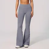 Smoky Blue Women's Seamless Flared Yoga Pants High Waist Slimming