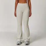 Gray Apricot Women's Wide Leg Yoga Pants Flared Brushed Fitted