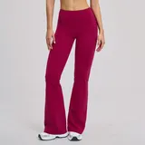 BP5061-5 · Raspberry Red Raspberry Red Women's Wide Leg Yoga Pants Flared Brushed Fitted