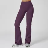 Plum Purple Women's Wide Leg Yoga Pants Flared Brushed Fitted