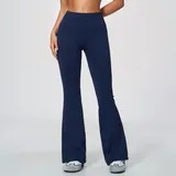 Ink Blue Women's Fitness Flared Yoga Workout Pants Seamless Breathable