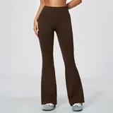 Ink Brown Women's Fitness Flared Yoga Workout Pants Seamless Breathable