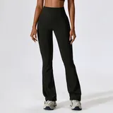 BP8232-2 · Jet Black Jet Black Fitted Casual Women's Wide Leg Yoga Pants Flared