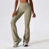 BP8232-3 · Camel Brown Camel Brown Fitted Casual Women's Wide Leg Yoga Pants Flared
