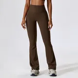 BP8232-5 · Roasted Coffee Roasted Coffee Fitted Casual Women's Wide Leg Yoga Pants Flared
