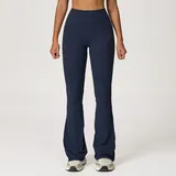 Cobalt Blue Fitted Casual Women's Wide Leg Yoga Pants Flared