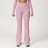 Rose Purple Fitted Casual Women's Wide Leg Yoga Pants Flared